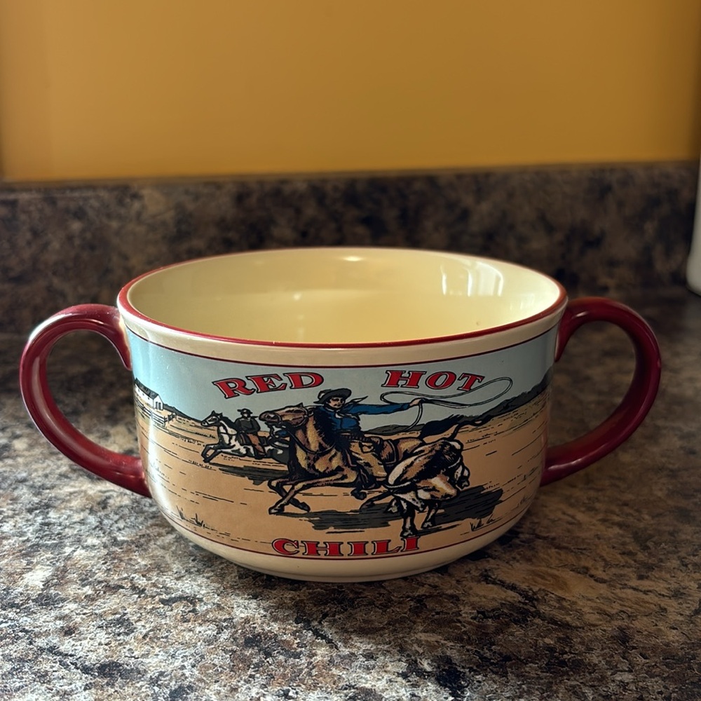 Russ Berrie Double Handle Chili Mug